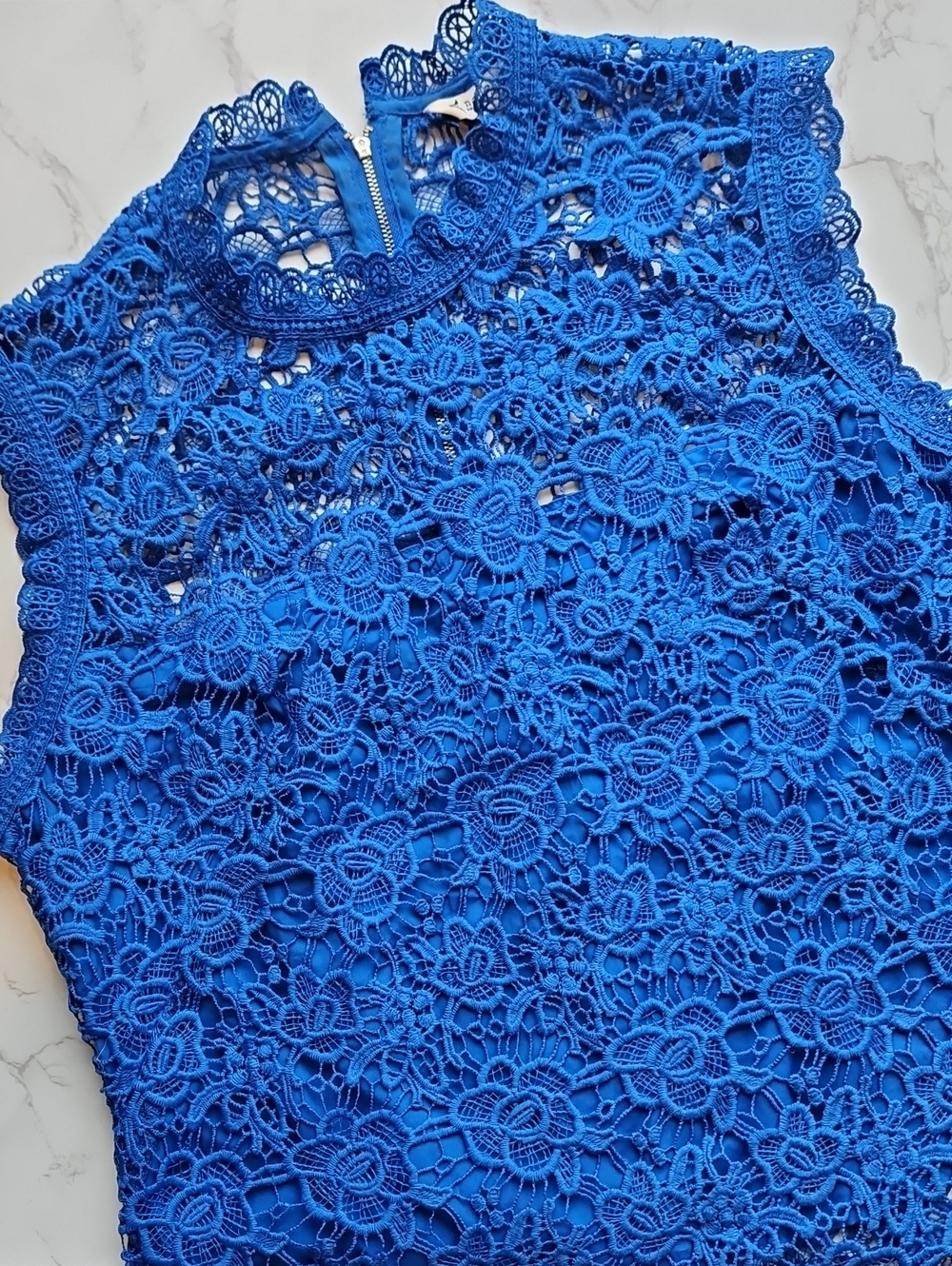 Nanette Lepore Royal Blue Floral Lace Sleeveless Top XL